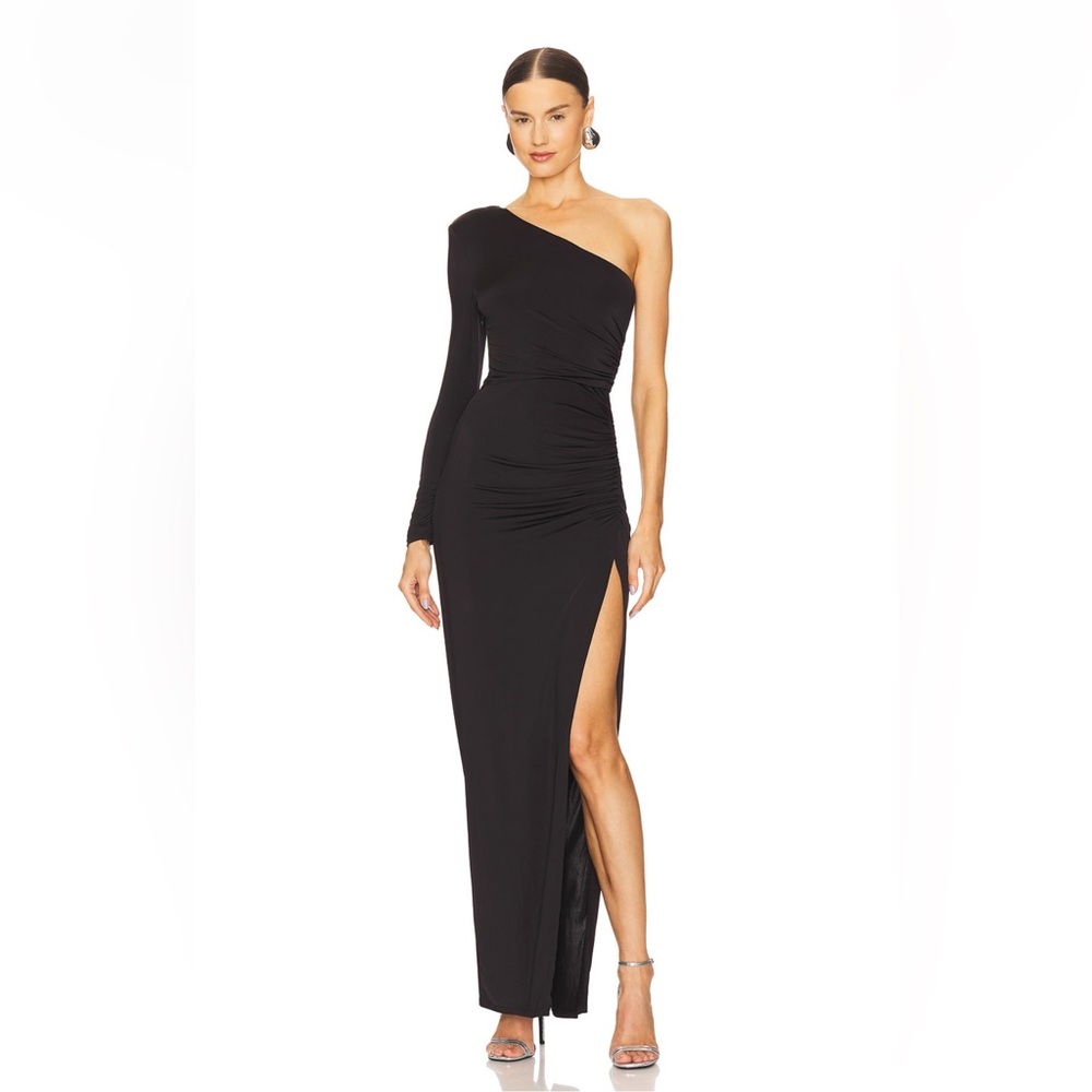 Michael Costello Black One-Shoulder Gown